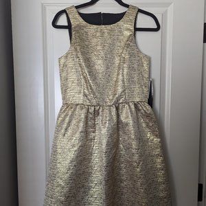 Kensie Black and Gold Fit & Flare Cocktail Dress (M)